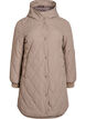 Mid-length quilted jacket with a hood, Brown, Packshot image number 0
