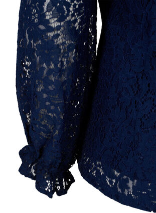 Lace blouse with long sleeves, Navy Blazer, Packshot image number 3