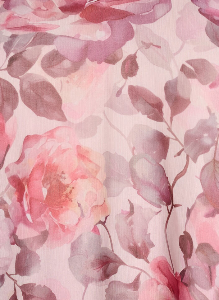 Floral blouse with a V-neck and ruffle sleeves, Rose, Packshot
