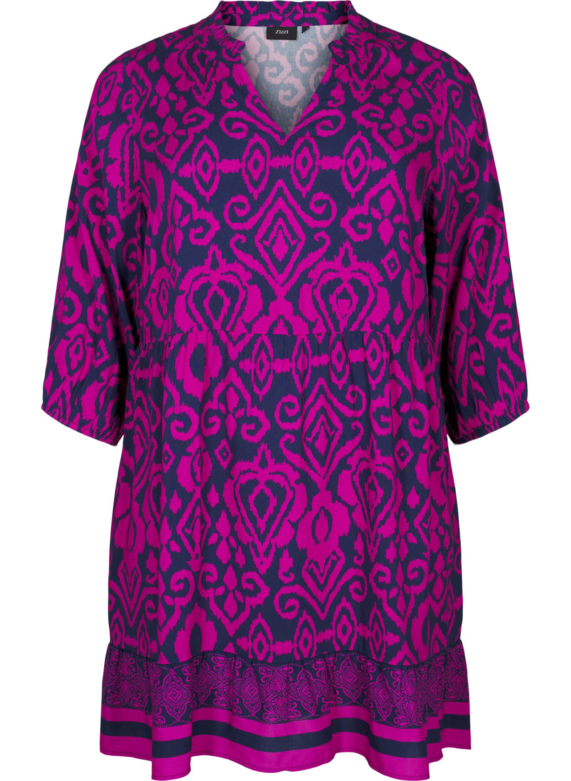 Zizzifashion Short dress with print and a-shape, Night Sky AOP, Packshot image number 0