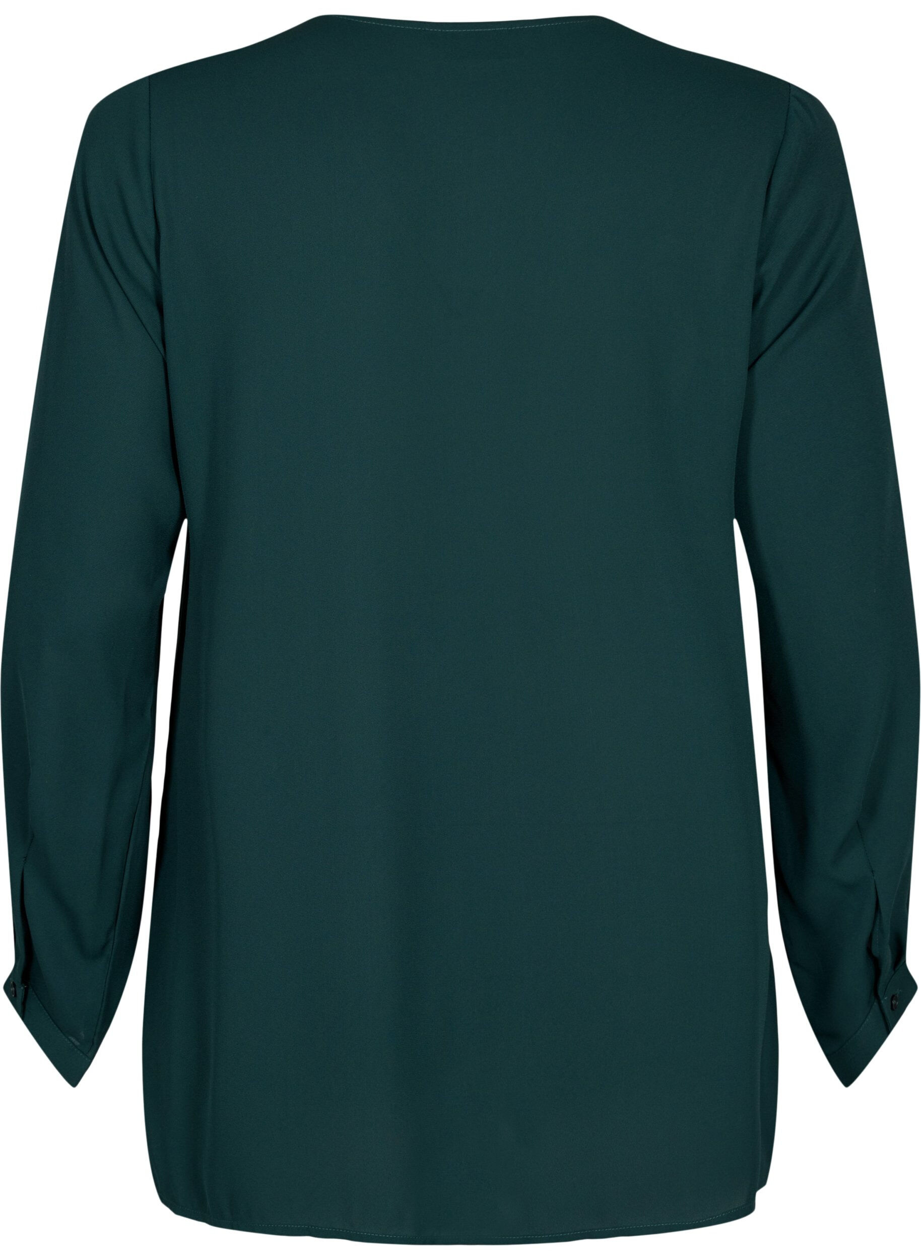 Zizzifashion Solid colour shirt with v-neck, Scarab, Packshot image number 1