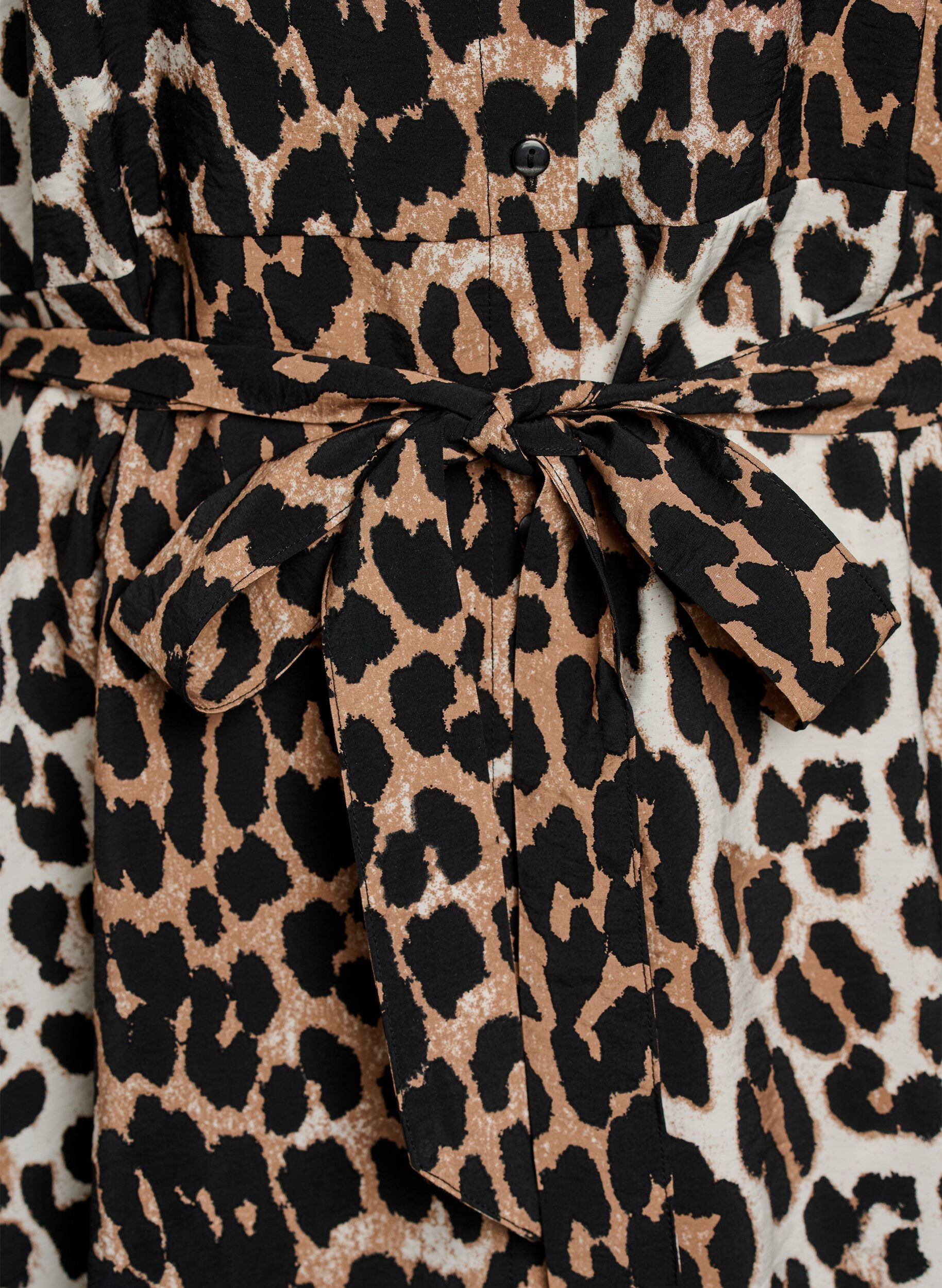 ZizzifashionPatterned tunic with a tie-belt and 3/4 sleeves, Brown, Packshot image number 3