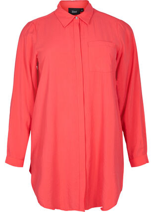 Long shirt in viscose blend, Hibiscus, Packshot image number 0