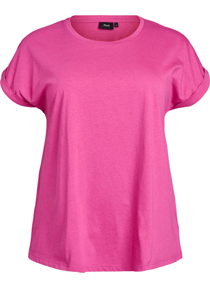 Short sleeved cotton blend t-shirt, Rose, Packshot image number 0