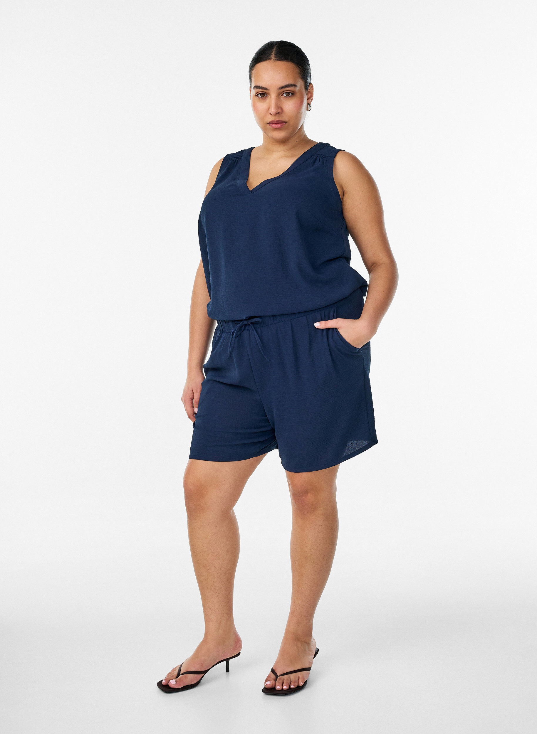 ZizzifashionShorts with pockets and elastic waistband, Blue, Model image number 1