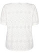 Short-sleeved blouse with lace pattern, Bright White, Packshot image number 1
