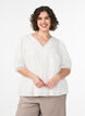 Blouse in textured cotton with crochet details, White, Model image number 0