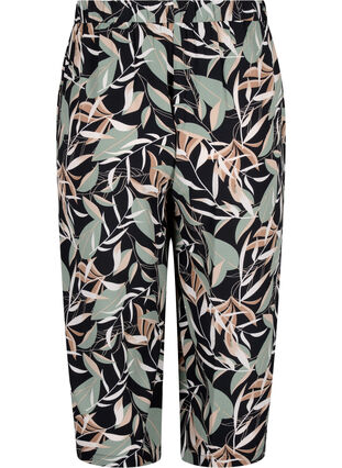 Culotte trousers with print, Black w. Gr.Leaf AOP, Packshot image number 1