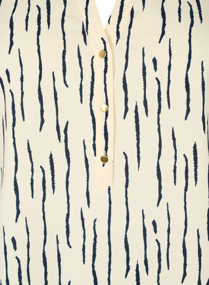 Blouse with 3/4 sleeves and print, Off White Stripe, Packshot image number 2