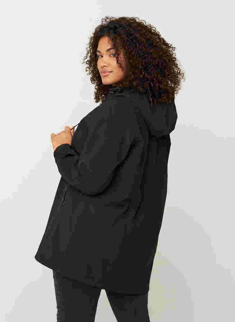 Short, hooded softshell jacket, Black, Model image number 2