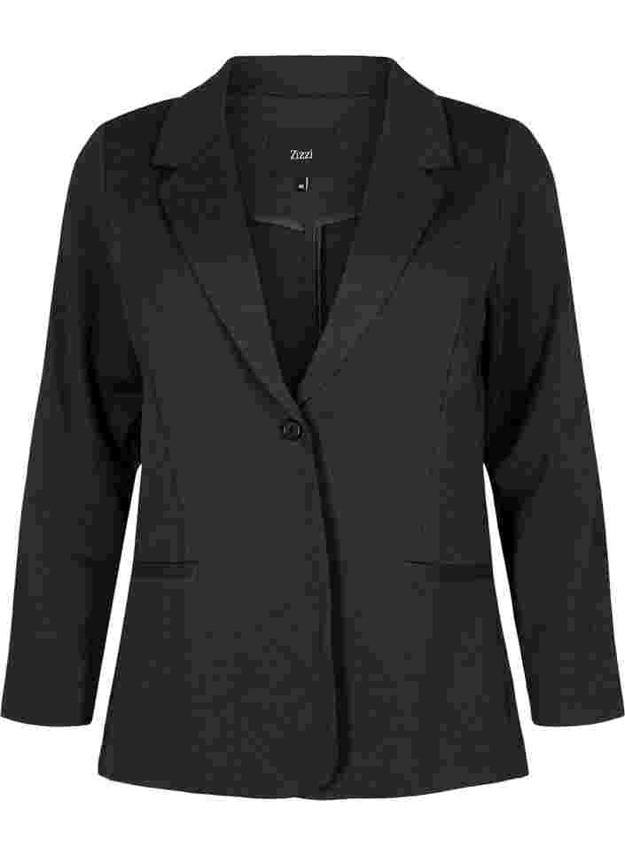 Simple blazer with button, Dark Grey Melange, Packshot image number 0
