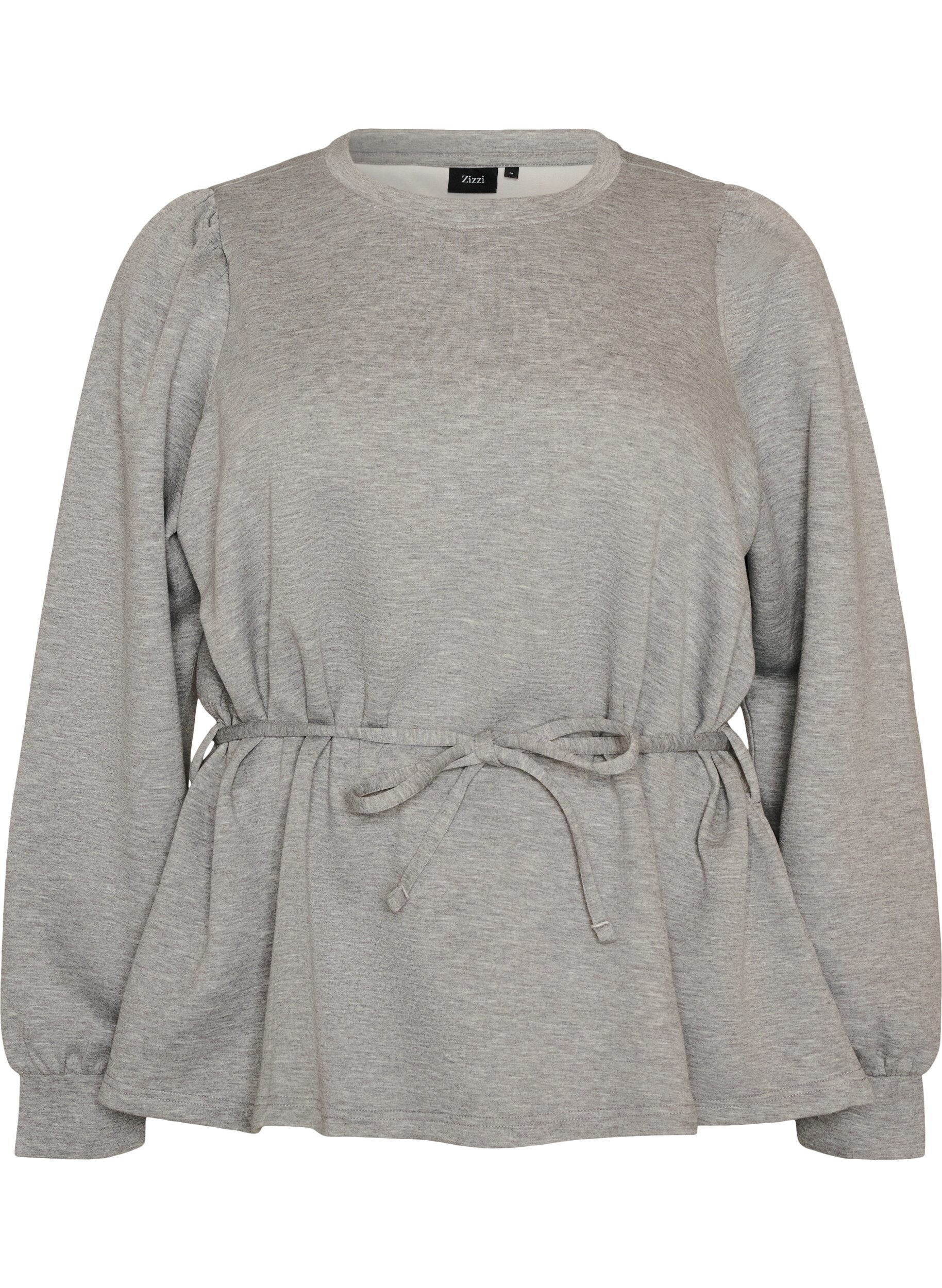 Blouse with tie and puff sleeves