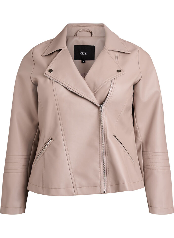 Biker jacket in faux leather, Beige, Packshot image number 0