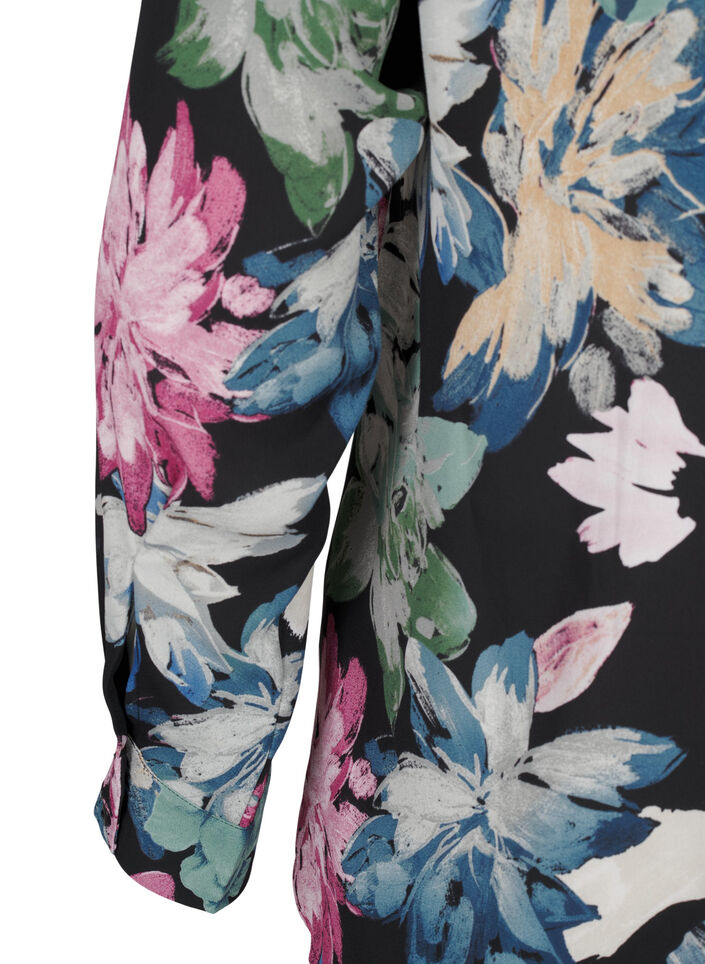 Long-sleeved blouse with floral print, Rose Flower AOP, Packshot image number 3