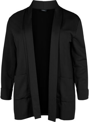 Open blazer with 3/4 sleeves, Black, Packshot image number 0