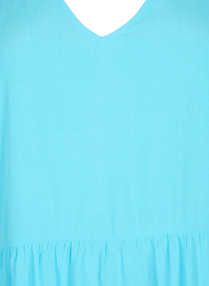 Single colored viscose tunic with short sleeves, Bachelor Button, Packshot image number 2