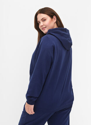 Sweatshirt with hood and print, Medieval Blue, Model image number 1