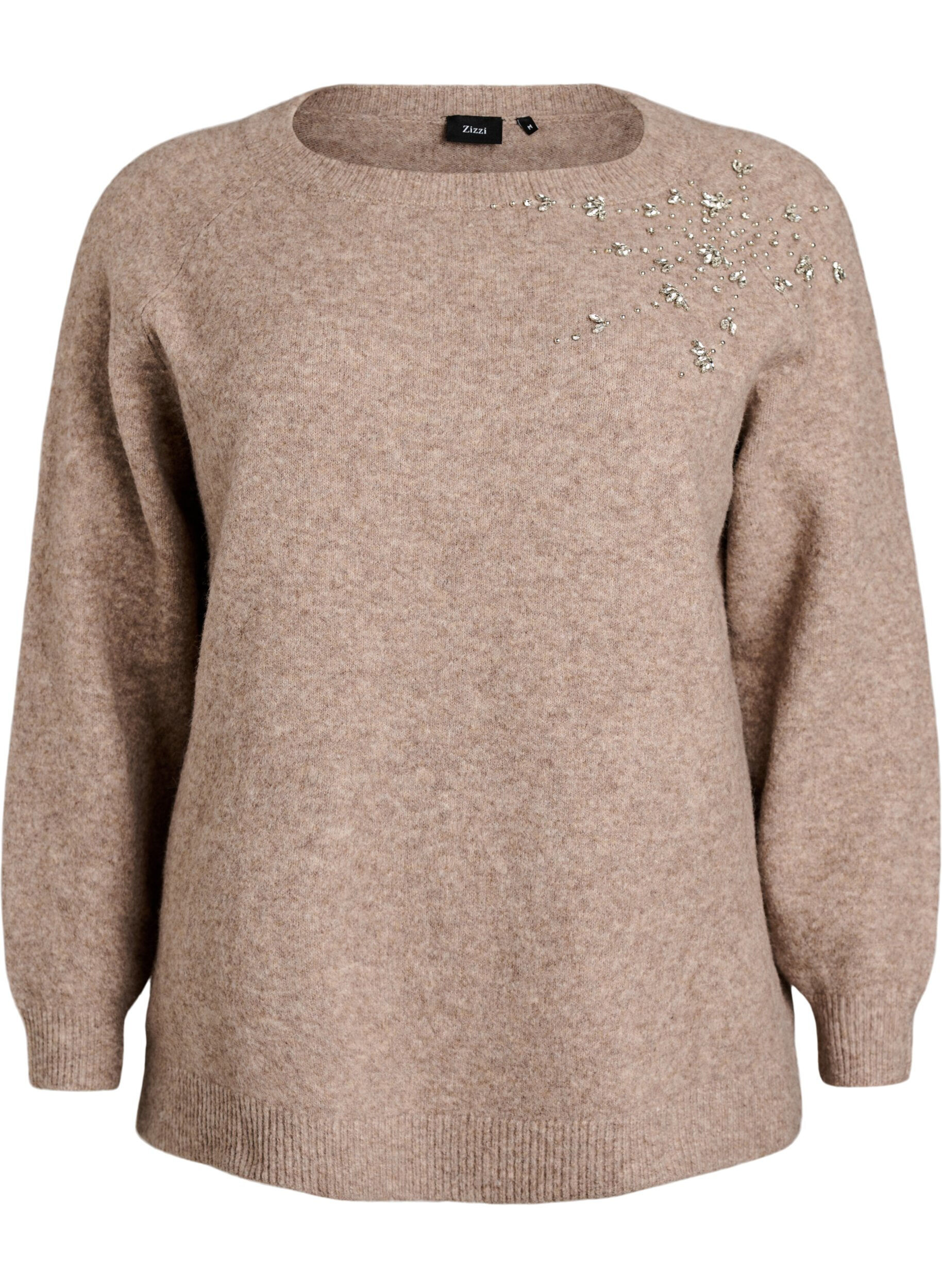 Knitted blouse with rhinestones and studs