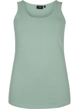 Solid color basic top in cotton, Chinois Green, Packshot image number 0