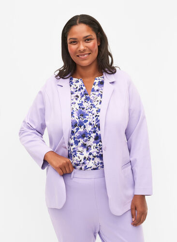 Simple blazer with button, Purple Rose, Model image number 0