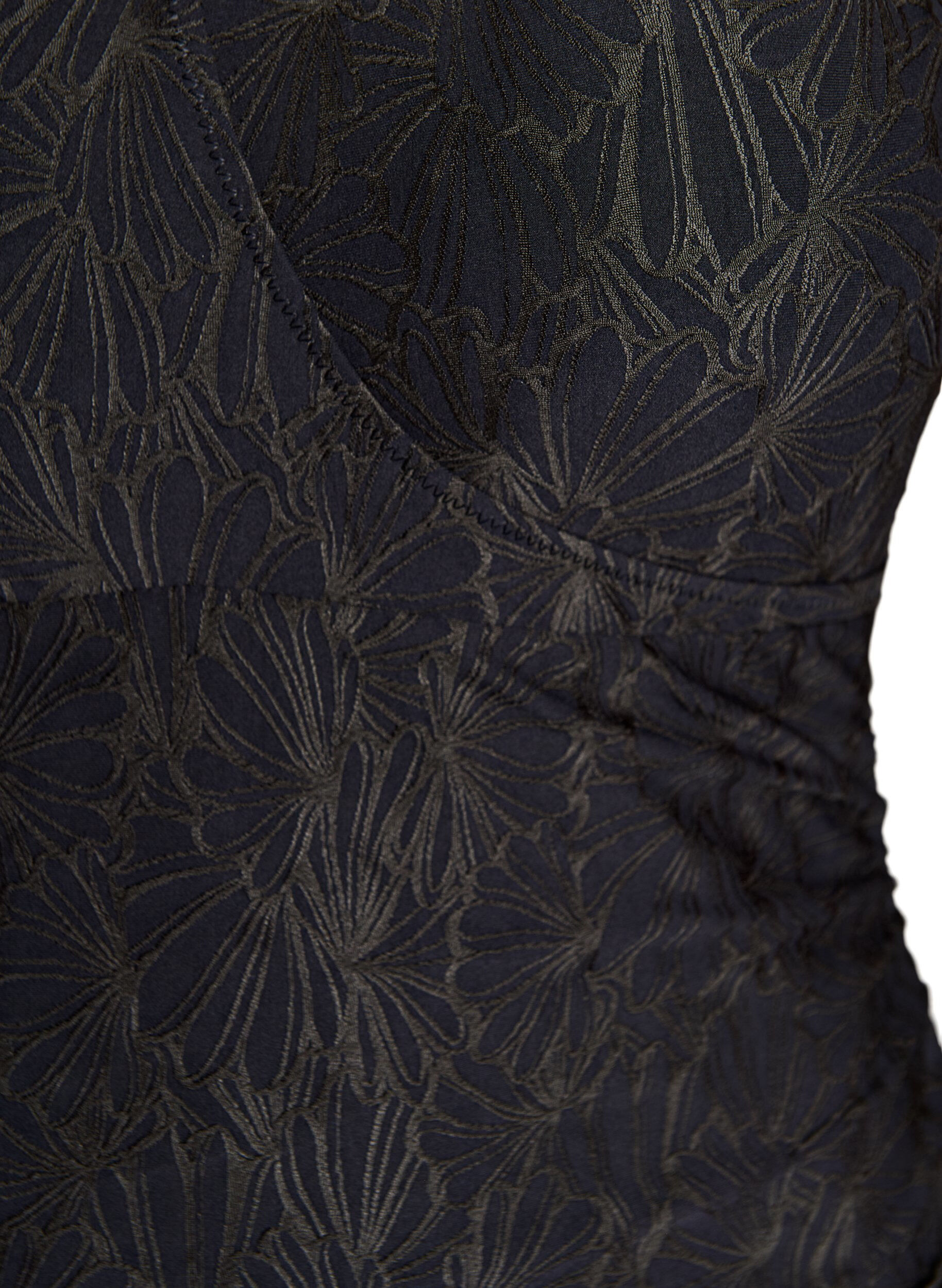 ZizzifashionSwimsuit with wrap detail and tone-on-tone floral texture, Dark Grey, Packshot image number 2