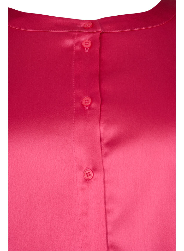 Long shiny shirt with slit, Pink Flambé, Packshot image number 2