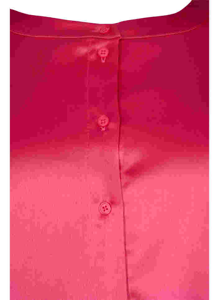 Long shiny shirt with slit, Pink Flambé, Packshot image number 2