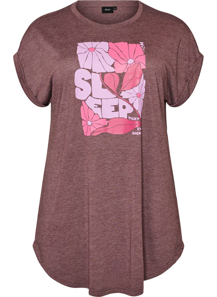 Short sleeve nightgown with text print, Dark Bordeaux, Packshot image number 0