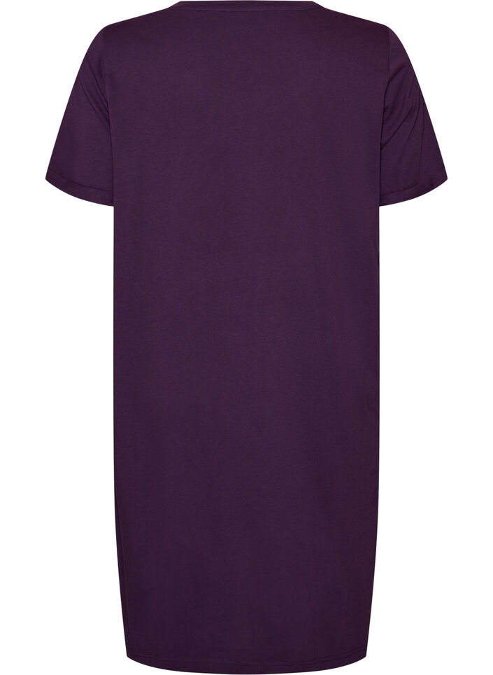 Short-sleeved nightgown in organic cotton, Blue, Packshot image number 1