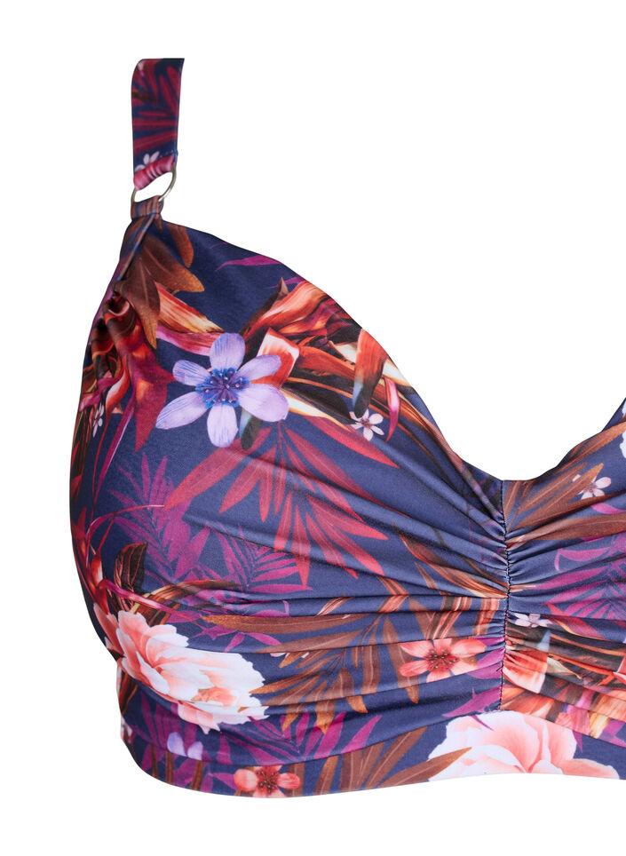 Printed bikini bra with underwire, Purple Flower, Packshot image number 2
