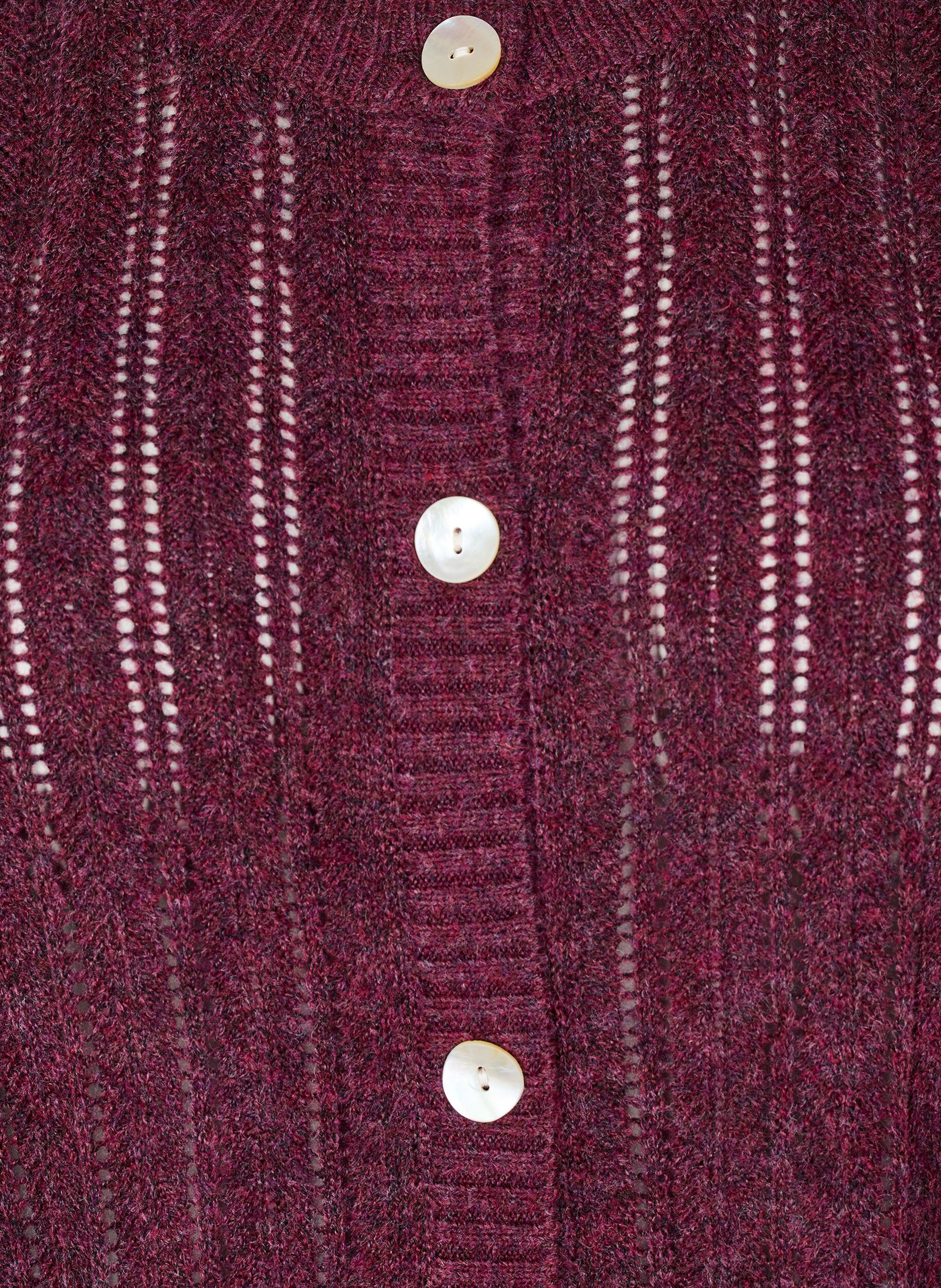 Zizzifashion Knitted cardigan with openwork pattern, Dark Bordeaux, Packshot image number 2
