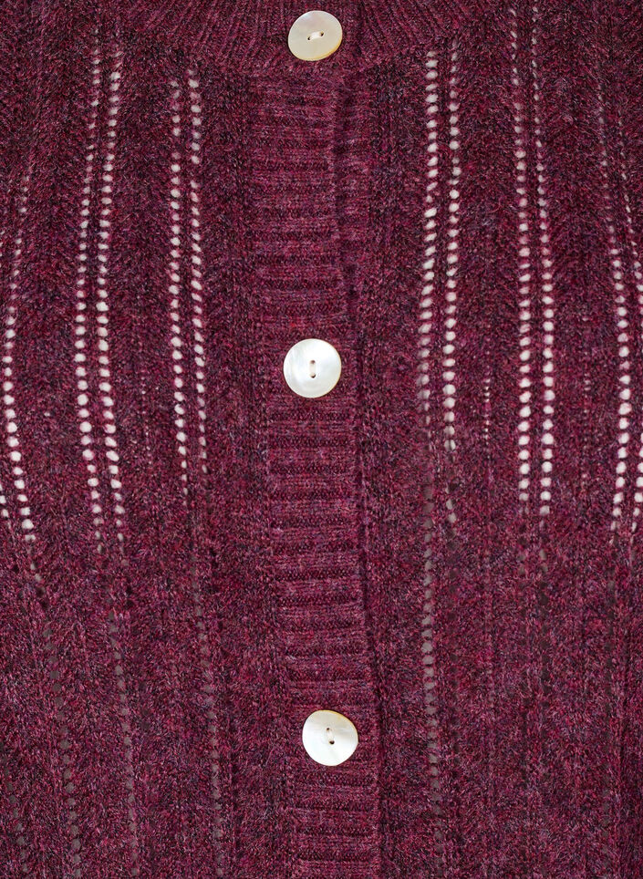 Knitted cardigan with openwork pattern, Dark Bordeaux, Packshot image number 2