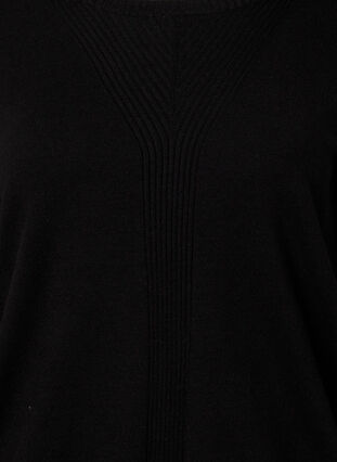 Plain coloured knitted jumper with rib details, Black, Packshot image number 2