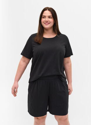 Marled t-shirt with short sleeves, Black, Model image number 0