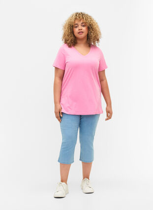 2-pack basic cotton t-shirt, Rosebloom / Black, Model image number 2