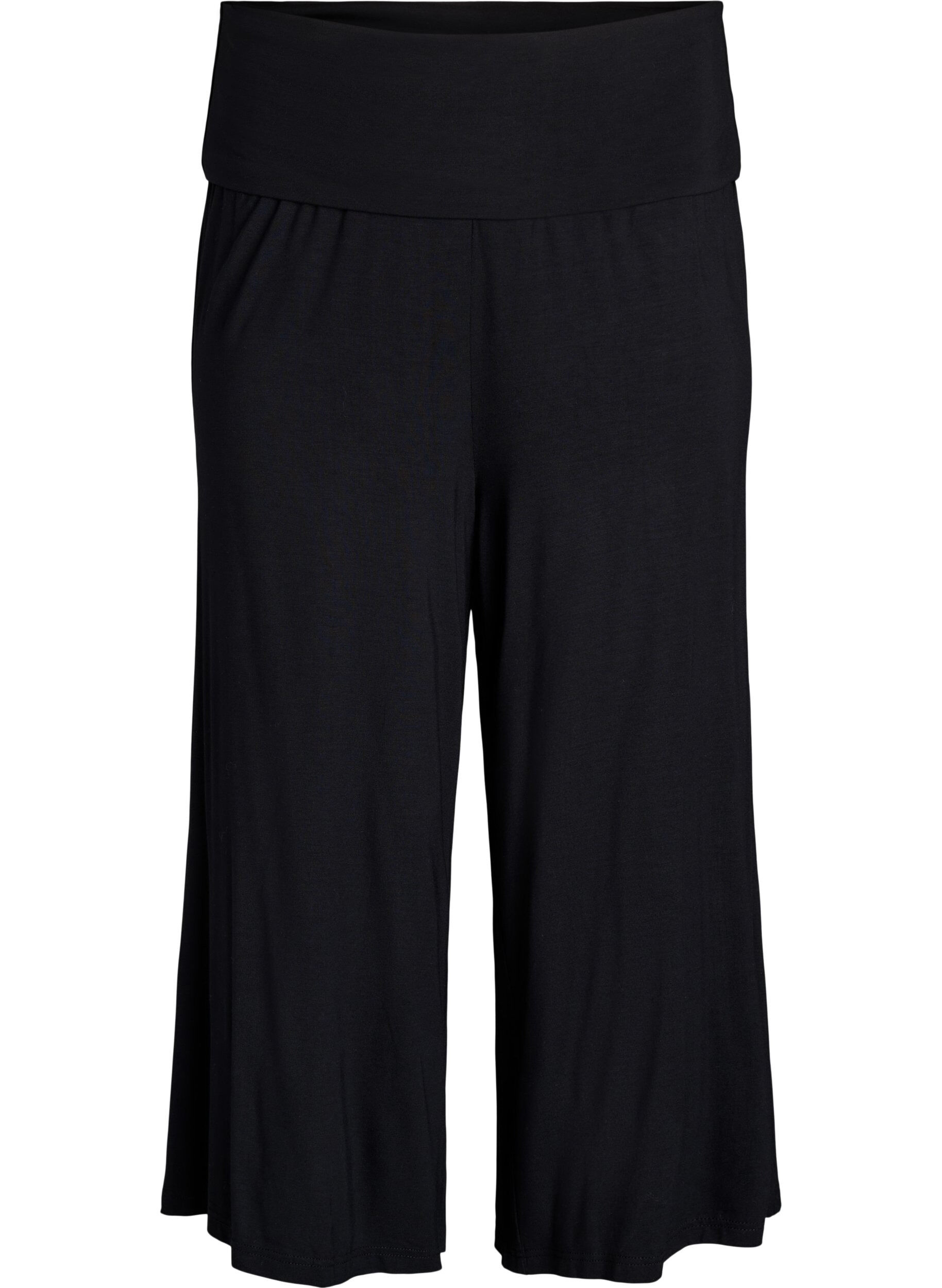 Zizzifashion Jersey culotte trousers with high waist, Black, Packshot image number 0