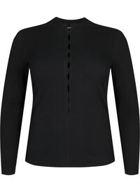 Long sleeve ribbed blouse with hole details