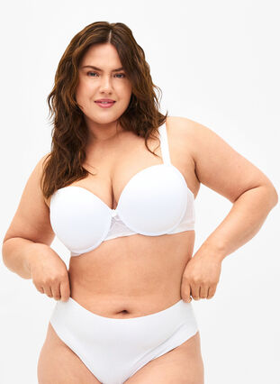 Moulded bra with mesh, Bright White, Model image number 0