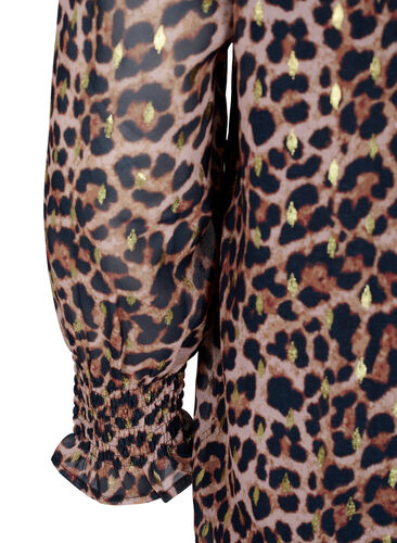 Leo blouse with long sleeves and v-neck, Leopard AOP, Packshot image number 3
