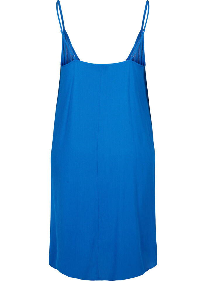 Solid colour strap dress in viscose, Blue, Packshot image number 1