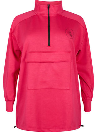 Long sweatshirt with pocket and zipper, Jazzy, Packshot image number 0