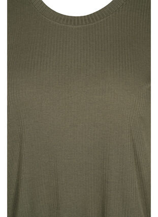 Short-sleeved t-shirt in ribbed fabric, Dusty Olive, Packshot image number 2