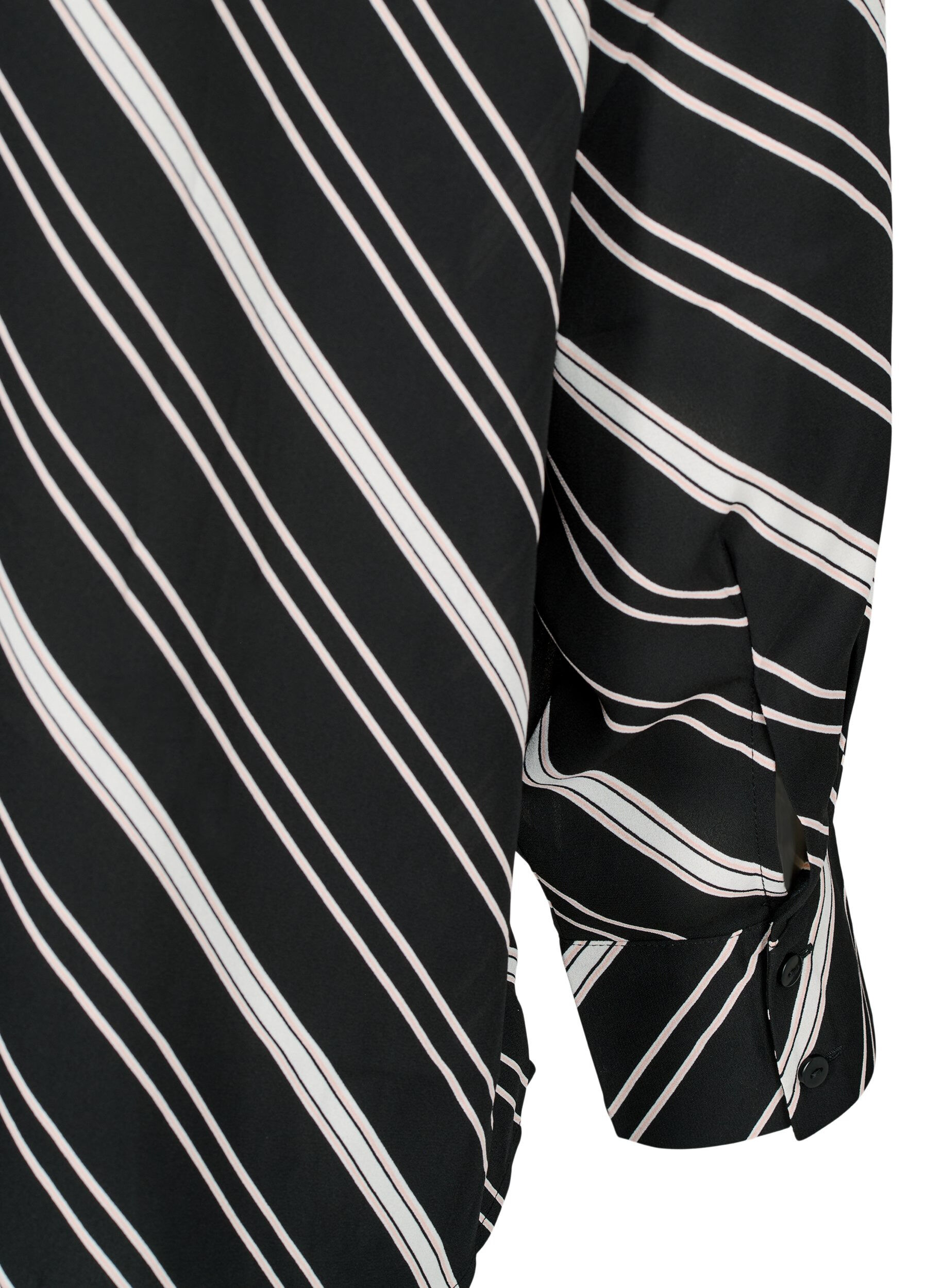 Zizzifashion Striped shirt with long sleeves, Black Stripe, Packshot image number 3
