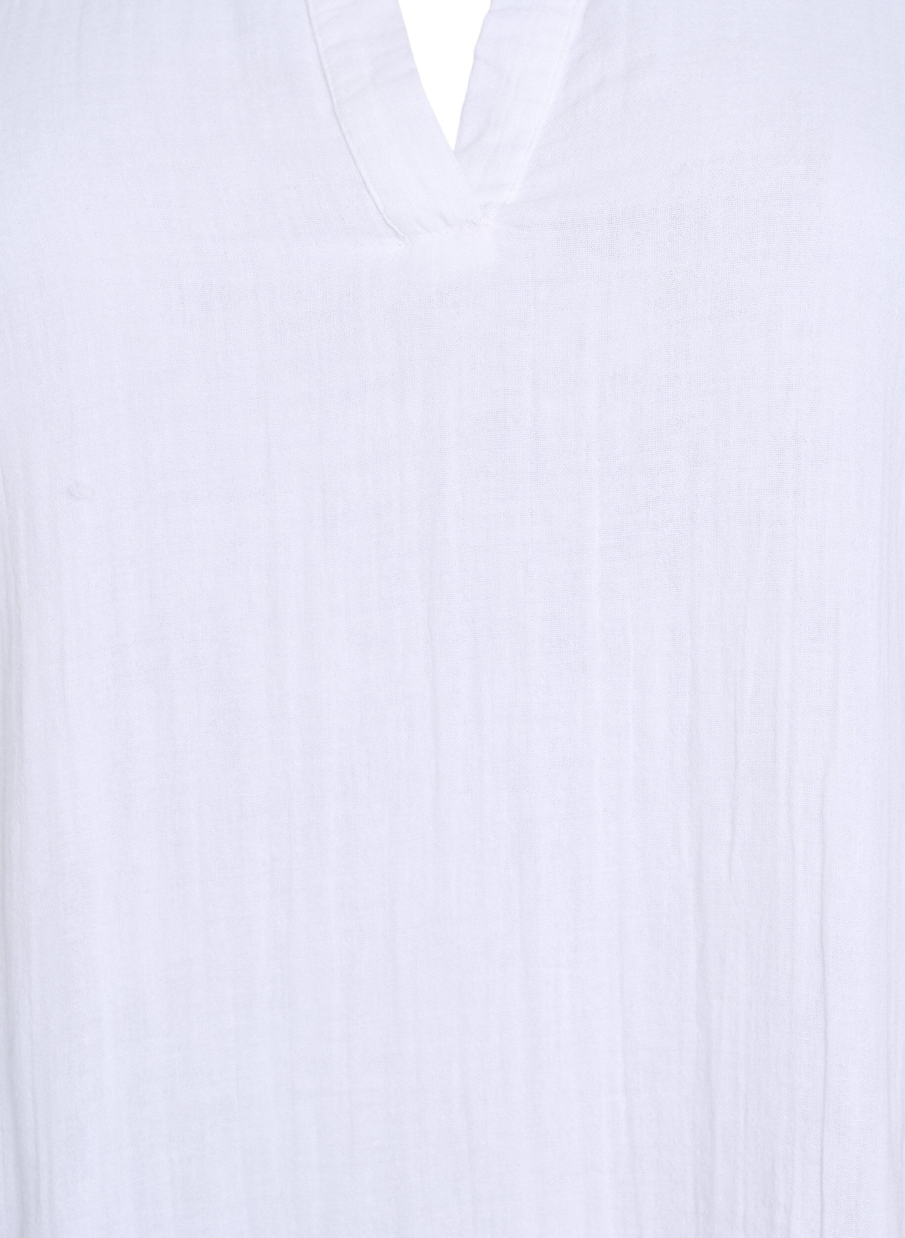 Zizzifashion Short dress in cotton muslin with a pattern, White, Packshot image number 2