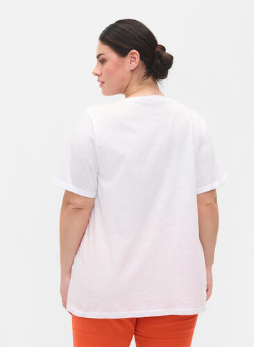 Cotton t-shirt with short sleeves, Bright White, Model image number 1