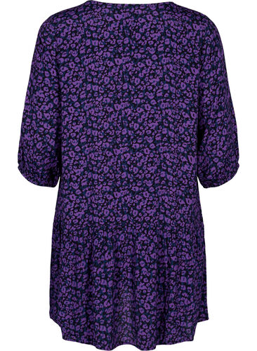 Viscose tunic with A-line cut, Purple Leo AOP, Packshot image number 1