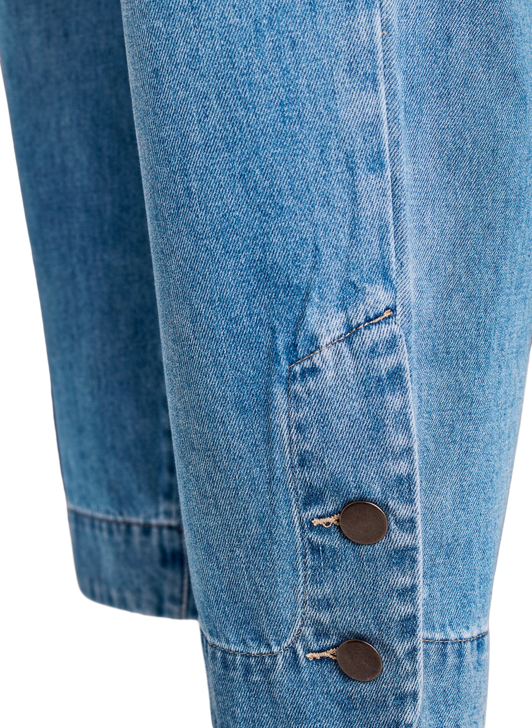 ZizzifashionCropped Kiana jeans with straight fit and button details, Light Blue, Packshot image number 3