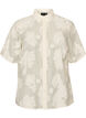 Sheer shirt blouse with floral print, Beige, Packshot image number 0
