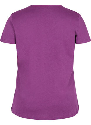 Short-sleeved T-shirt with V-neck and mesh, Gloxinia, Packshot image number 1