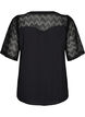 Shirt blouse with short lace sleeves, Black, Packshot image number 1